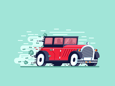 Getaway Car car chase graphic design illustration money old car robbers speed