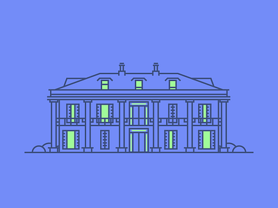 Colonial House colonial graphic design house icon illustration line minimal simple villa windows