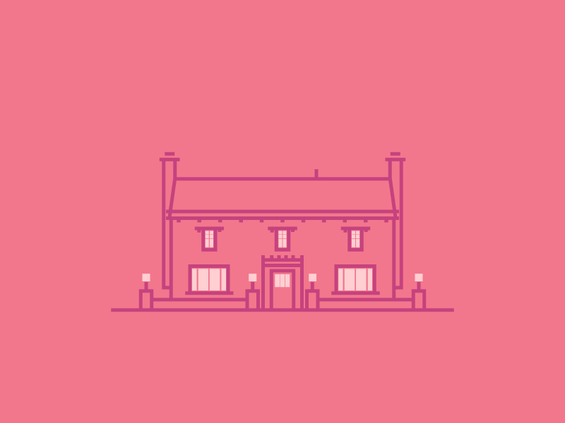 Scottish House graphic design house icon illustration line minimal simple streetlight villa windows