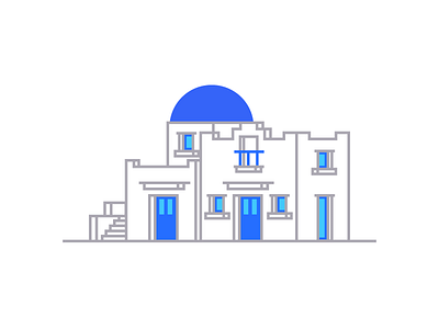 Greek House graphic design house icon illustration line minima simple streetlight villa windows