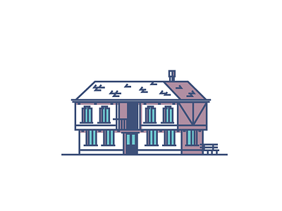 Bulgarian House bench graphic design house icon illustration line minimall simple villa windows
