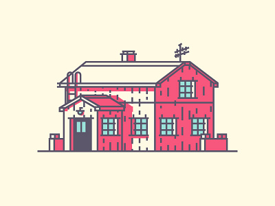 Finnish House chimney graphic design house icon illustration line minimal simple villa windows