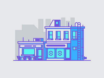 Stores butcher cafe city graphic design illustration line minimal simple stores vector