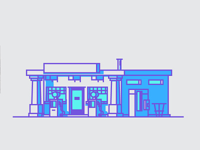 Gas Station gas gas station graphic design illustration line minimal retro shadows simple