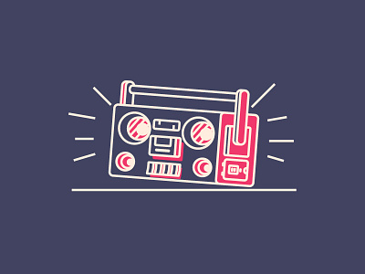 Turn It Up! boombox graphic design illustration line loud music party simple vector