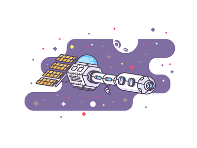 Space Station fun graphic design illustration planets simple. awesome. space stars station