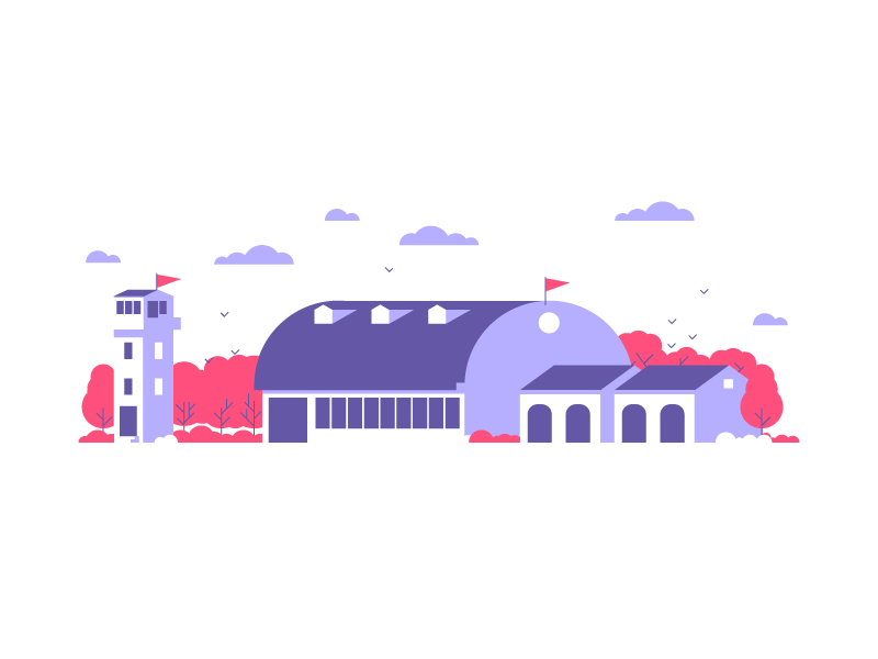 Airport sky birds planes warehouse airport graphic design illustrator