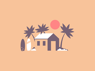 Beach House beach graphic design house illustration palm tree relaxing surf vacation