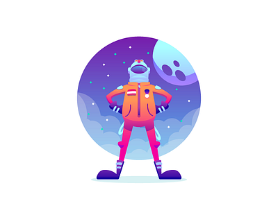 Astronaut astronaut color gradients graphic design illustration moon nametag space