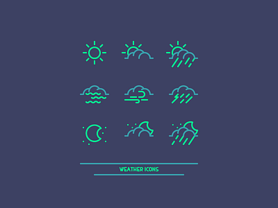 Weather Icons clouds graphic design icon icon design mist moon rain storm sun weather windy