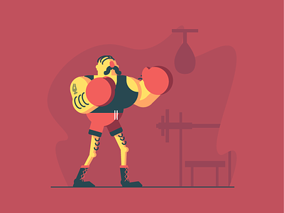 Boxer boxer character gym healthy illustration man pugilist workout