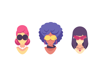 Avatars angels avatars colors female graphic design hairstyle heads illustration sunglasses