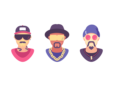 Avatars 2 avatars chains graphic design hats heads illustration male sunglasses