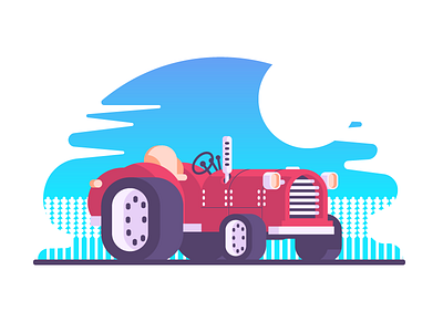 Wannabe Tractor car farming field graphic design harvest illustration old tractor wheels