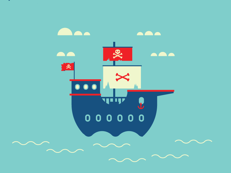 Ship! boat flag fun graphic design illustration minimal ocean pirates sea ship