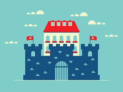 Pirate Fort building castle fort fortress gate graphic design illustration pirate retro tower vintage wall