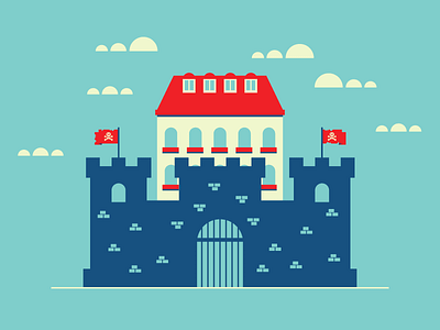 Pirate Fort building castle fort fortress gate graphic design illustration pirate retro tower vintage wall