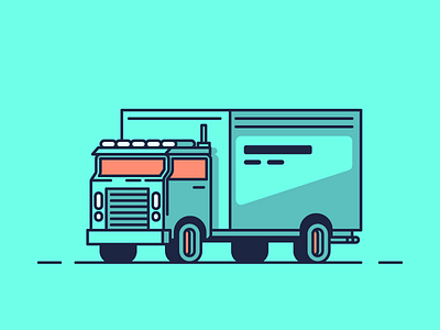 Hauling Truck car graphic design haul illustration line minimal shadows simple truck