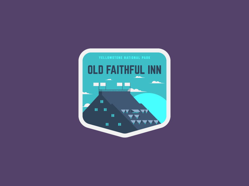 Old Faithful Inn yellowstone national park old faithful inn illustration sticker design sticker