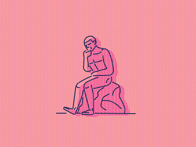 Thinker dots graphic design icon icon design illustration man naked rock sitting thinking