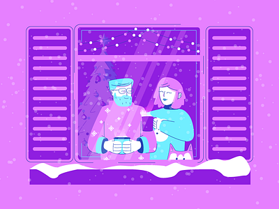 Hot Cocoa christmas christmas tree coco dog graphic design hot cocoa illustration snow snowing warm window