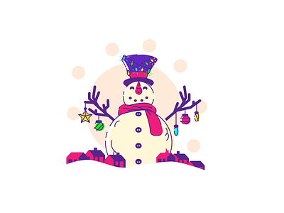 The Abominable Snowman christmas graphic design houses illustration lights snowman tense tophat town