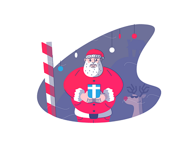 Santa Claus christmas gift graphic design illustration north pole reindeer santa clause