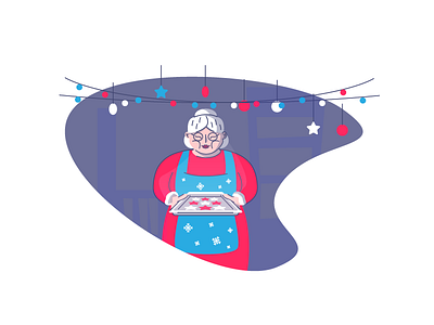 Mrs.Claus christmas claus cookies cooking decorations graphic design holiday illustration lights santa