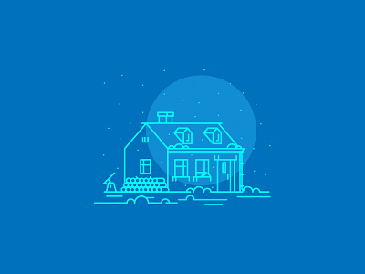 Snowy Cabin cabin cold graphic design illustration light line night snowy