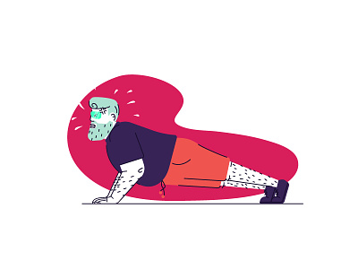 PUSH IT, BRO! difficult fat graphic design gym illustration man push ups workout