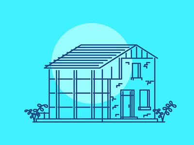 Fancy House architecture blues glass graphic design house illustration line plants simple