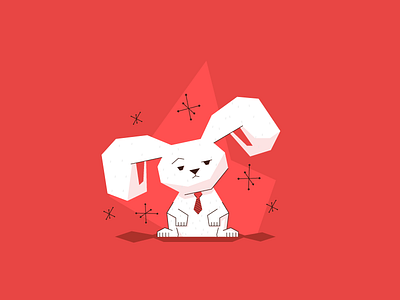 Unimpressed 50s bunny business cute funny graphic design icon illustration rabbit tie white