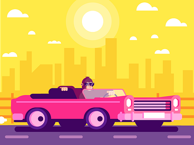 Cool Rider awesome car cool gorilla graphic design illustration riding skyline sun sunglasses vehicle