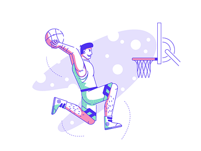 DUNK IT! air time basket basketball basketball player dunk graphic design hoops illustration spotlight