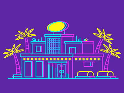 Club! club graphic design illustration neon night night club palm trees party signs
