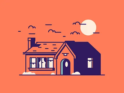 House! chimney door graphic design home house illustration sun windows