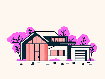 The Final House door garage graphic design grass home house illustration trees windows