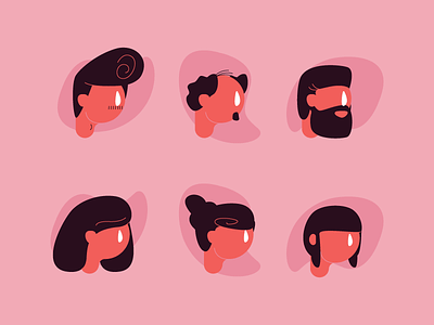 Hairstyles faces graphic design hairstyle hairstyles heads illustration