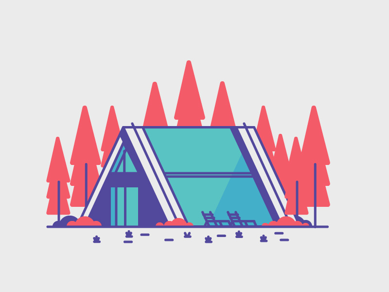 The Pines door garage graphic design grass home house illustration trees windows