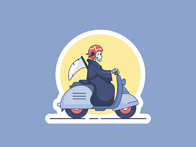 On My Way! death funny graphic design illustration safety scooter travel vespa work