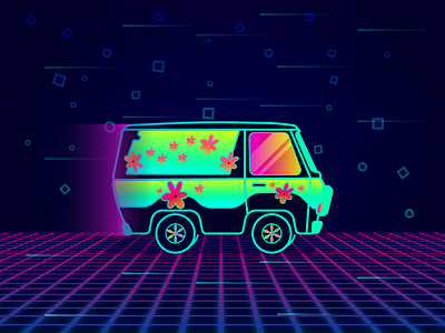 Neon Mistery car funky graphic design illustration mistery machine neon retro scooby doo