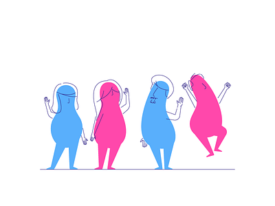 The Divios divio graphic design happy illustration jumping people waving