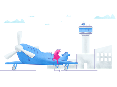 Board Up! airplane airport control tower divio flying graphic design illustration person