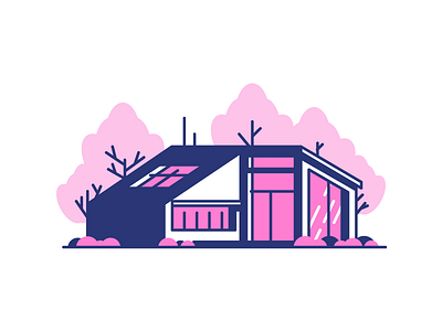 New House 2 door garage graphic design grass home house illustration trees windows