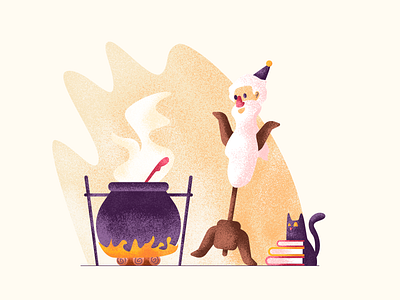 Spellcaster beard books cat fire graphic design illustration magic spellcaster wizard