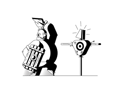 Squire dummy graphic design illustration medieval shield squire sword training