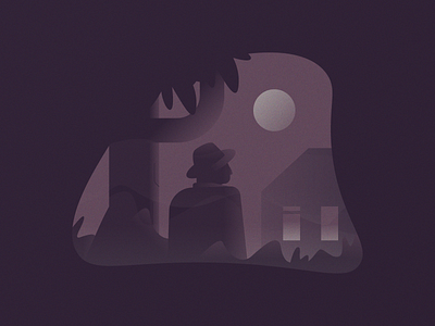Creepy creep creeper creepy graphic design house illustration minimal moon simple trees villa windows