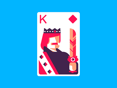 King Of Diamonds diamond diamonds graphic design illustration king king of diamonds line minimal playing cards retro simple