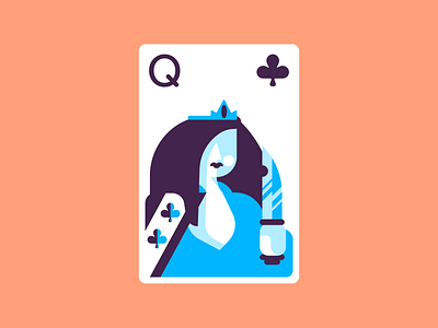 Queen Of Clubs cards design graphic design illustration minimal playing cards queen queenof clubs retro simple