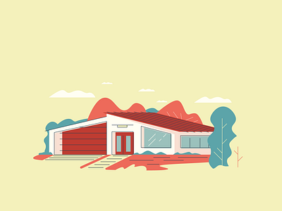 Modern Home graphic design graphicdesign grass house illustration line minimal retro simple trees villa windows
